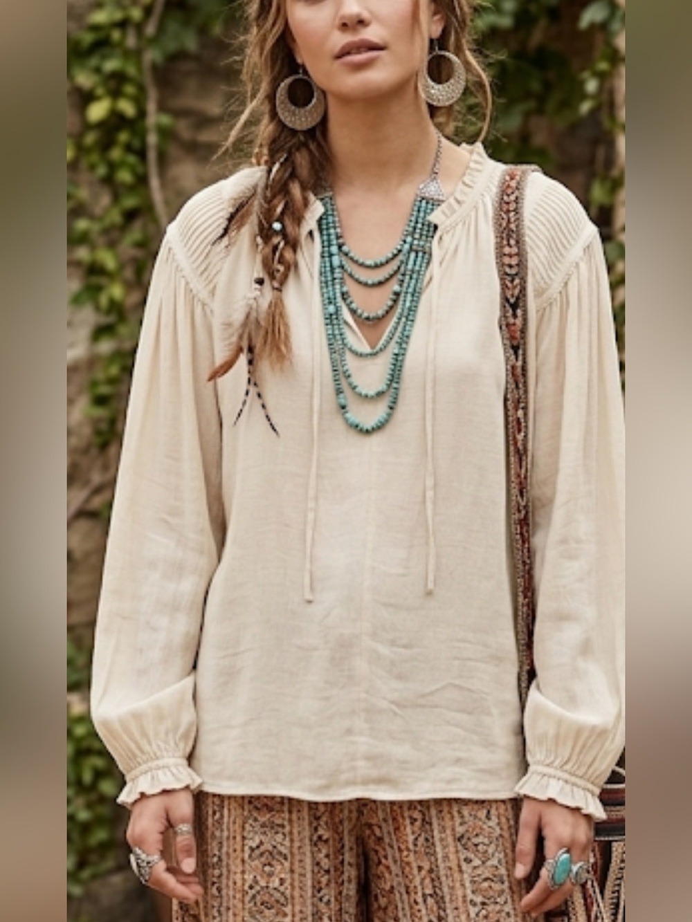 Philosophy Cream Long Sleeve Relaxed Blouse | Size Small